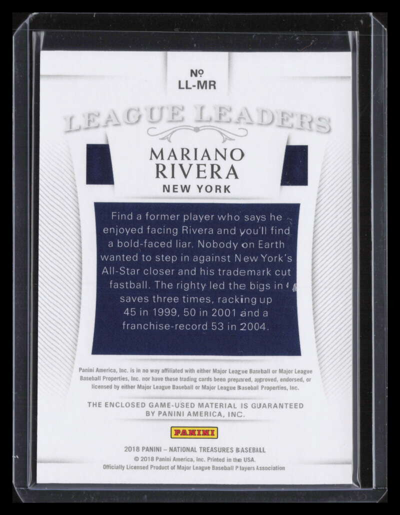 2018 Panini National Treasures League Leaders 18 Mariano Rivera Jersey 57/99