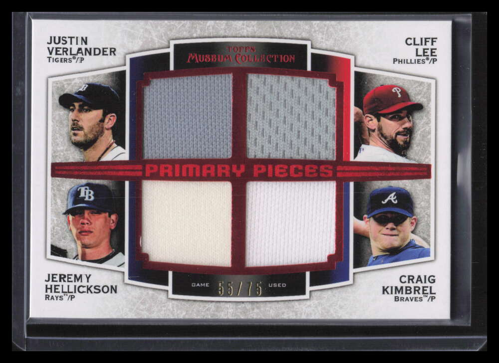 2012 Topps Museum Primary Pieces Cliff Lee Kimbrel Verlander Quad Jersey 55/75