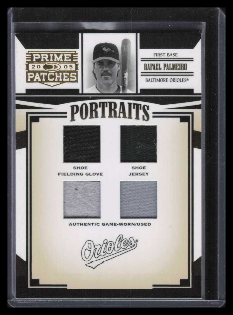 2005 Prime Patches Portraits Rafael Palmeiro Quad Jersey Shoe Fielding Glove /50