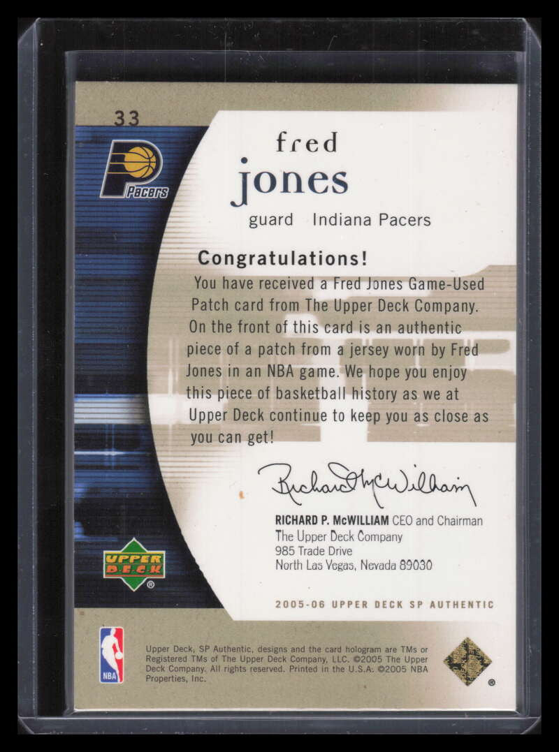 2005-06 SP Authentic Limited Extra Patches 33 Fred Jones Patch 13/25