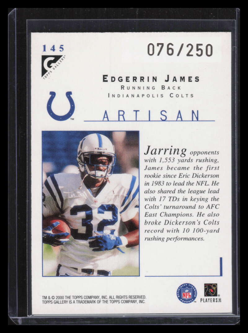 2000 Topps Gallery Player's Private Issue 145 Edgerrin James ART 76/250 Artisan