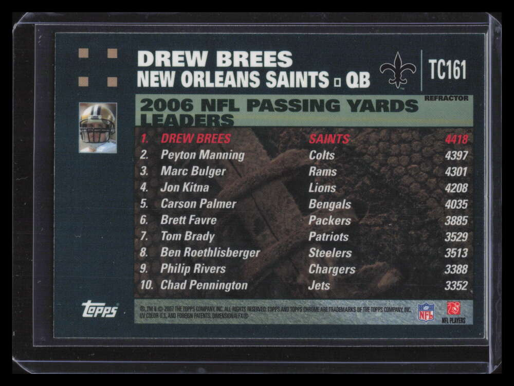 2007 Topps Chrome Refractor tc161 Drew Brees PSH Postseason Highlights