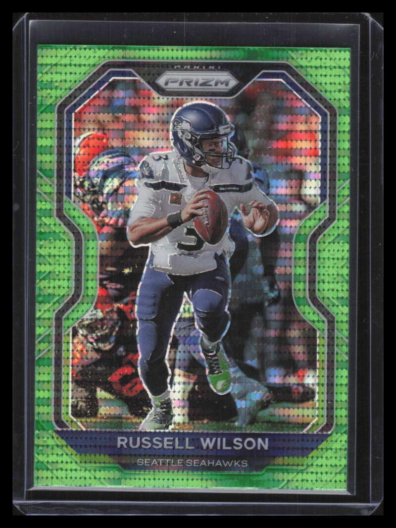 2020 Panini Prizm Prizms Neon Green Pulsar Refractor 294 Russell Wilson