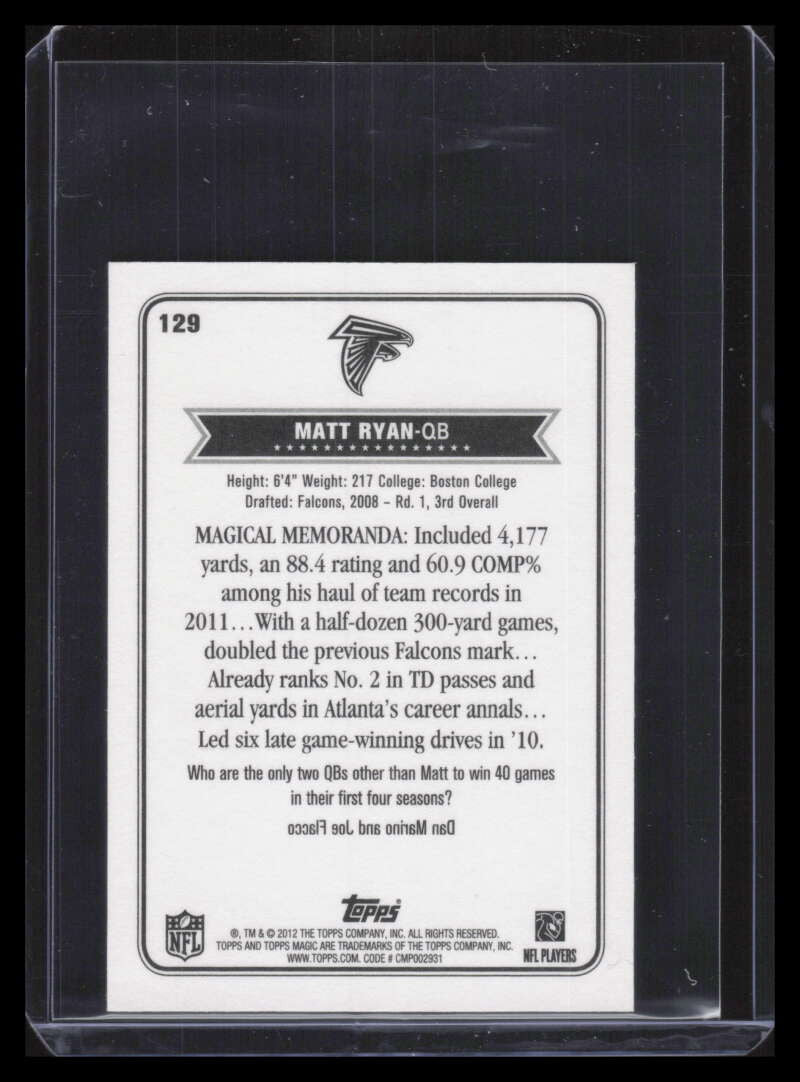 2012 Topps Magic Mini Pigskin 50 129 Matt Ryan 19/50