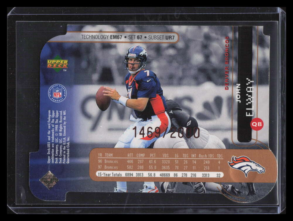 1998 UD3 Die Cuts 67 John Elway UE 1469/2000 Upper Realm