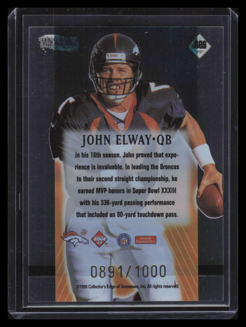 1999 Collector's Edge Supreme Route XXXIII r9 John Elway 891/1000