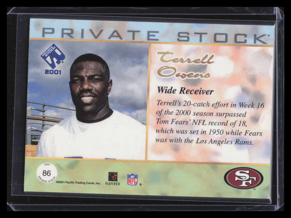 2001 Private Stock Blue Framed 86 Terrell Owens 12/75