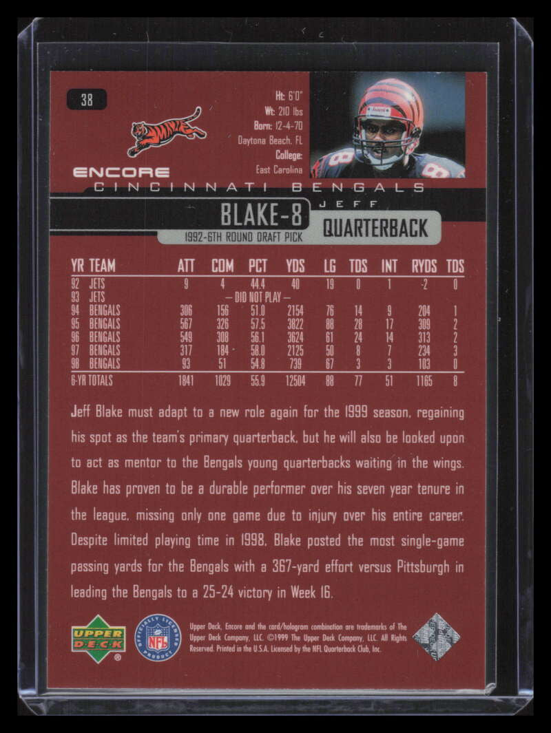 1999 Upper Deck Encore F/X 38 Jeff Blake 85/100