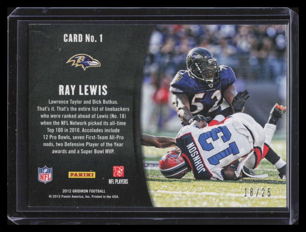 2012 Gridiron Crash Course Platinum 1 Ray Lewis 18/25