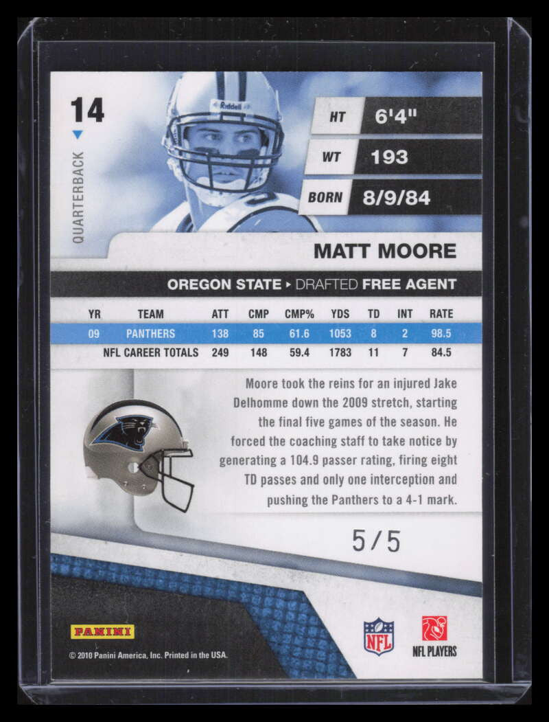 2010 Absolute Memorabilia Spectrum Platinum 14 Matt Moore 5/5