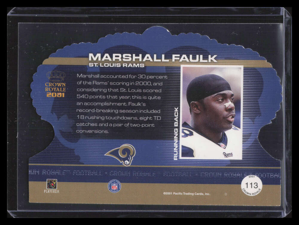 2001 Crown Royale Platinum Blue 113 Marshall Faulk 36/75