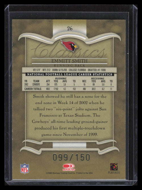 2003 Donruss Classics Timeless Tributes 26 Emmitt Smith 99/150