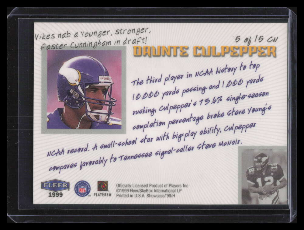 1999 Flair Showcase Class of '99 5 Daunte Culpepper Rookie 33/500