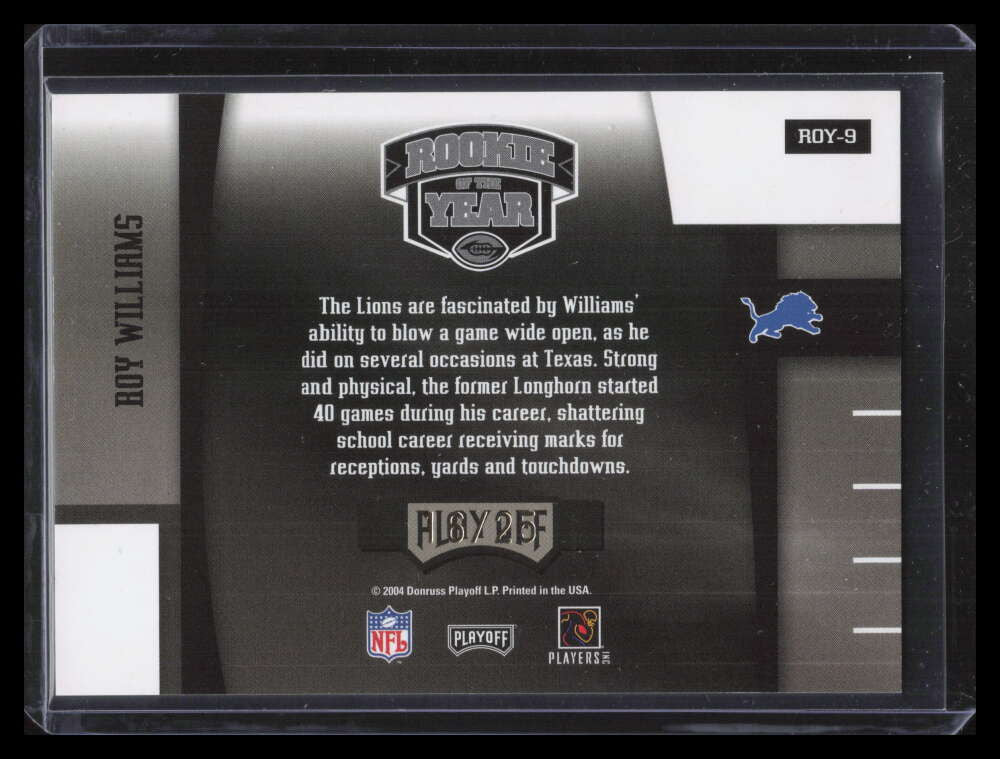 2004 Playoff Contenders ROY Autographs roy9 Roy Williams Rookie Auto 16/25