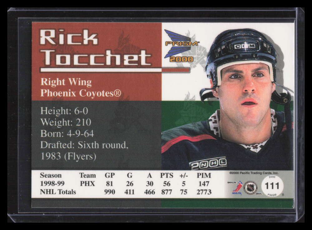 1999-00 Pacific Prism Holographic Blue 111 Rick Tocchet 21/80