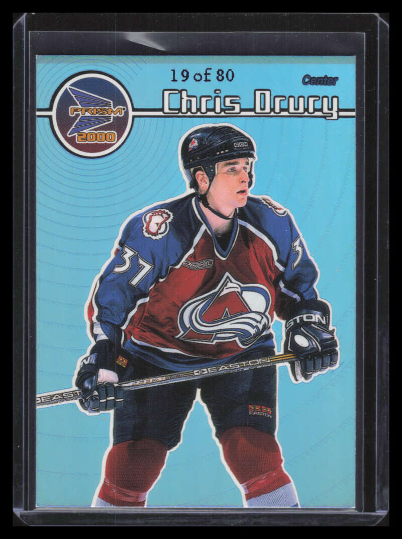 1999-00 Pacific Prism Holographic Blue 37 Chris Drury 19/80