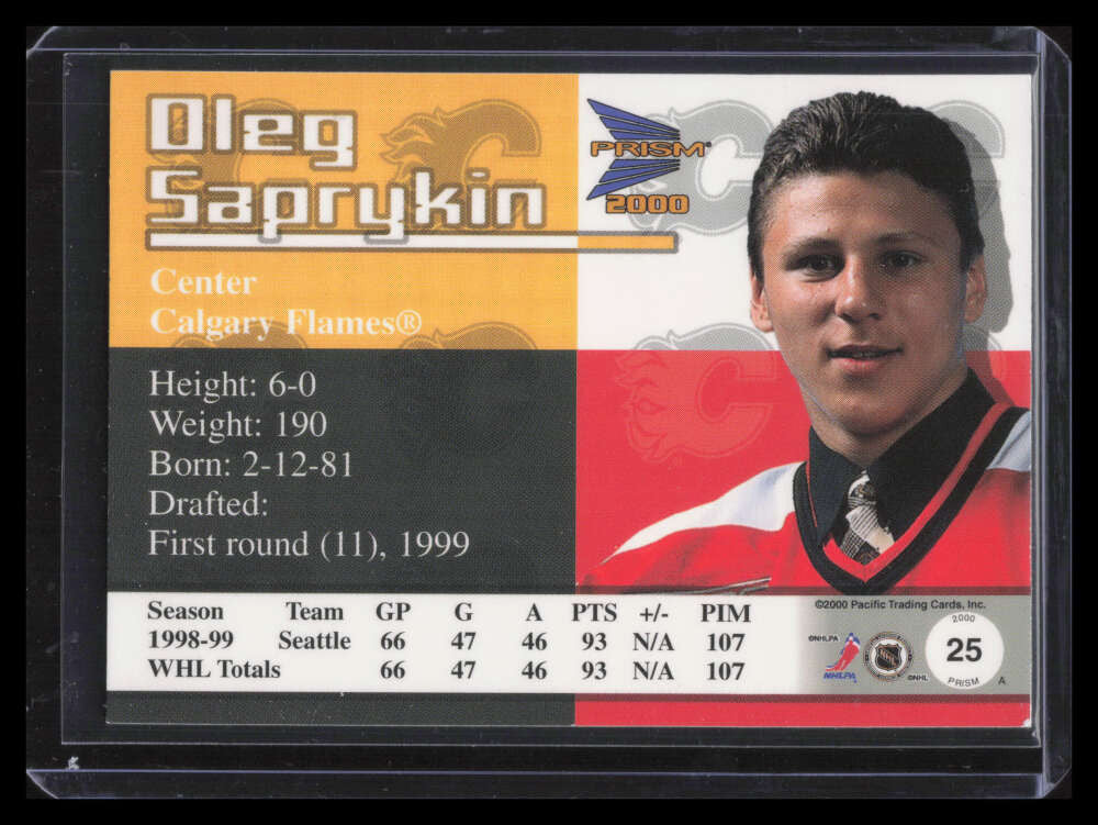 1999-00 Pacific Prism Holographic Purple 25 Oleg Saprykin Rookie 43/99