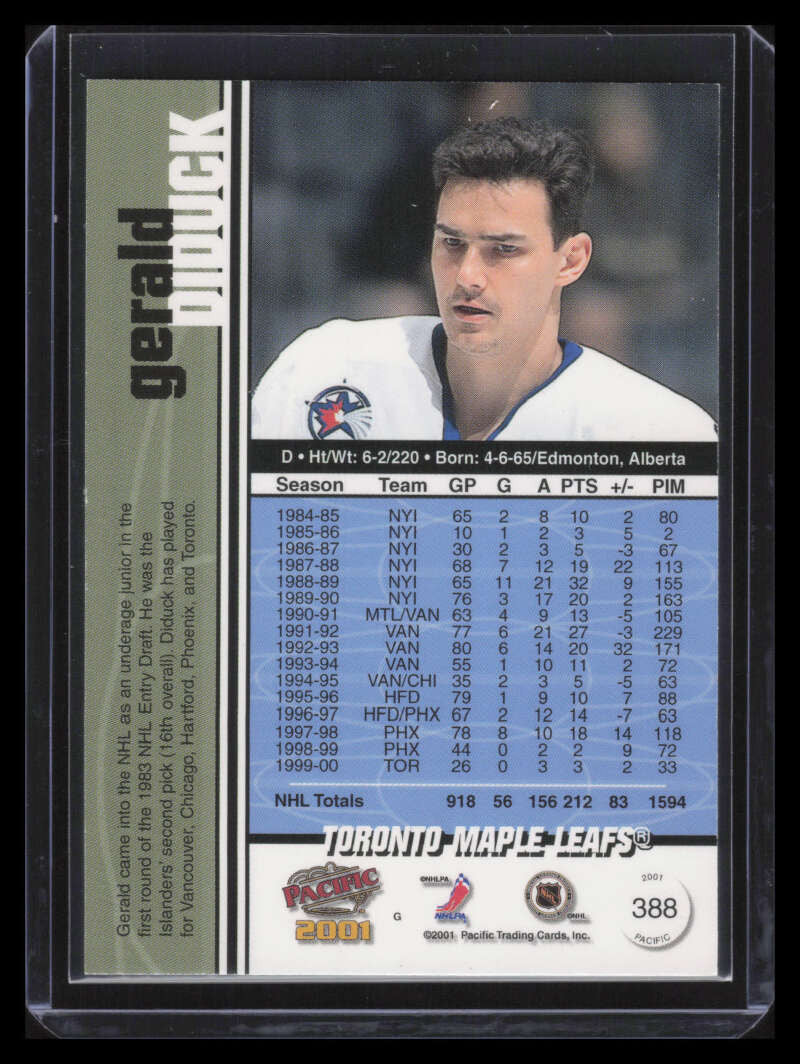 2000-01 Pacific Premiere Date 388 Gerald Diduck 10/40