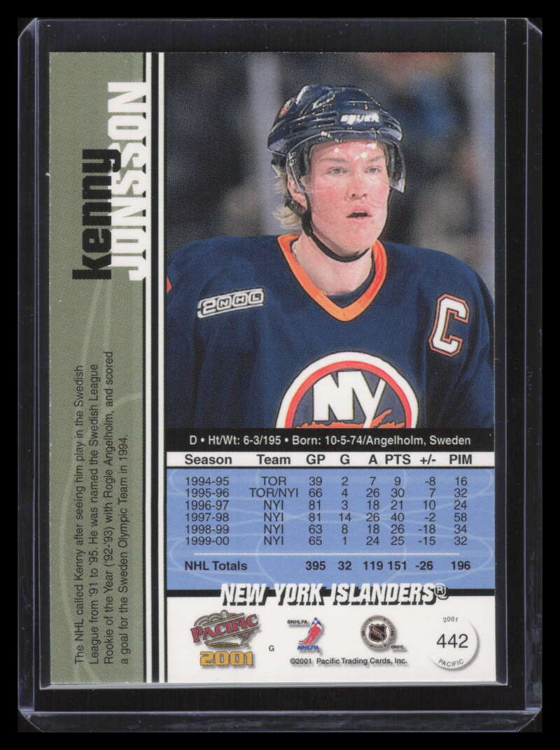 2000-01 Pacific Premiere Date 442 Kenny Jonsson 10/40