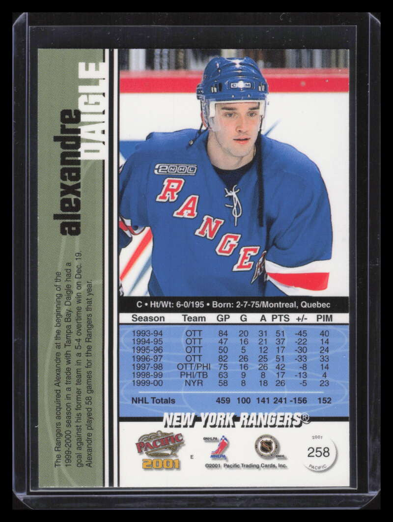 2000-01 Pacific Ice Blue 258 Alexandre Daigle 12/45