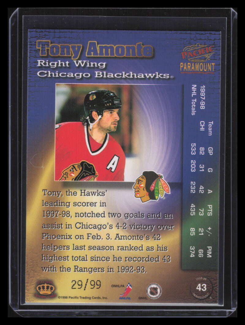 1998-99 Paramount HoloElectric 43 Tony Amonte 29/99