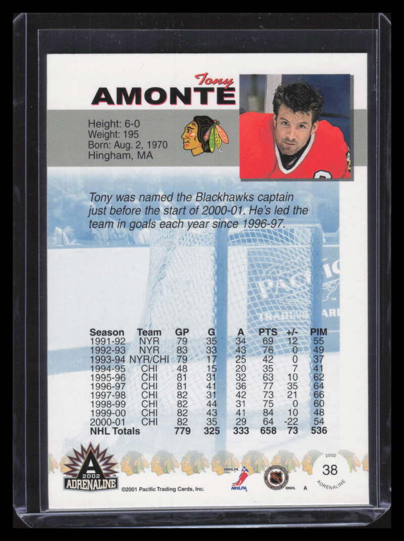 2001-02 Pacific Adrenaline Blue 38 Tony Amonte 31/62