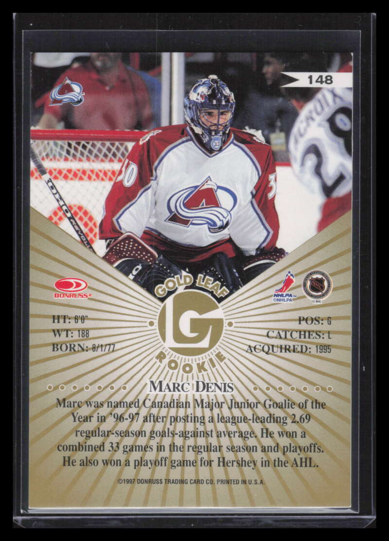 1997-98 Leaf Fractal Matrix 148 Marc Denis GLR GY /250 Gold Leaf Rookie