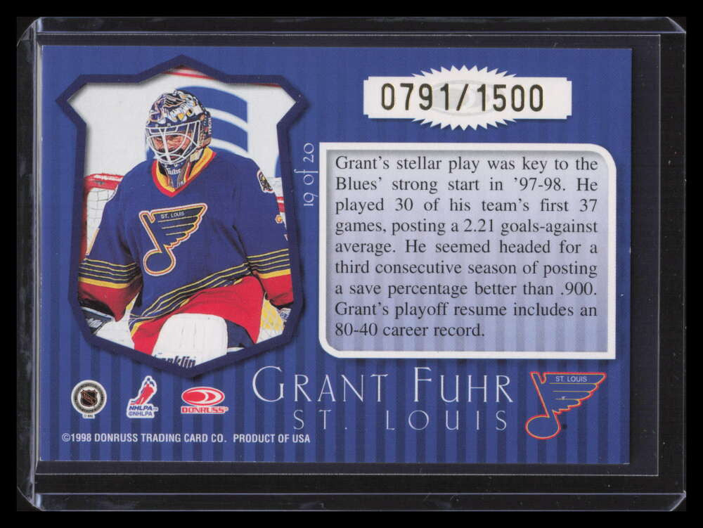 1997-98 Donruss Priority Postmaster Generals 19 Grant Fuhr 791/1500