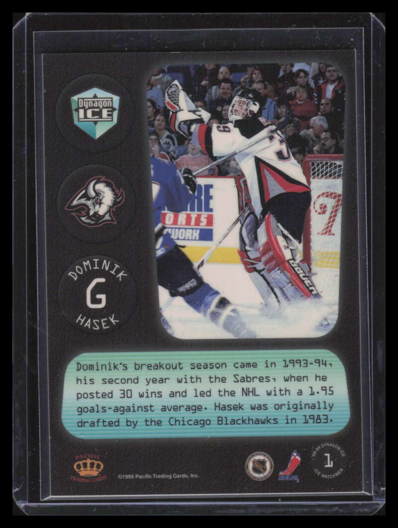 1998-99 Pacific Dynagon Ice Watchmen 1 Dominik Hasek ID: 123506