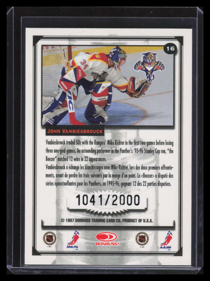 1997-98 Donruss Canadian Ice Stanley Cup Scrapbook John Vanbiesbrouck 1041/2000