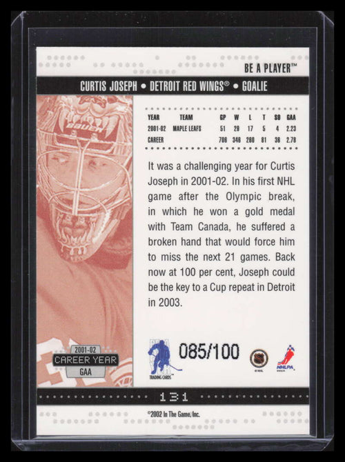 2002-03 BAP Memorabilia Sapphire 131 Curtis Joseph 85/100
