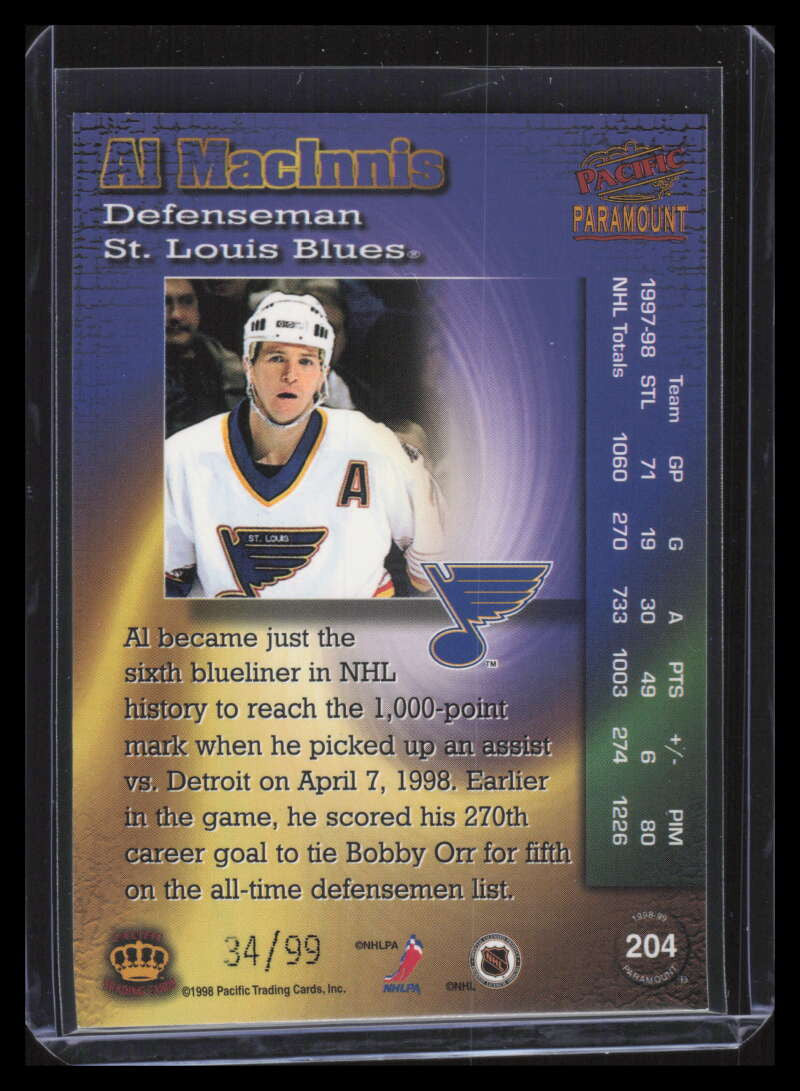1998-99 Paramount HoloElectric 204 Al MacInnis 34/99