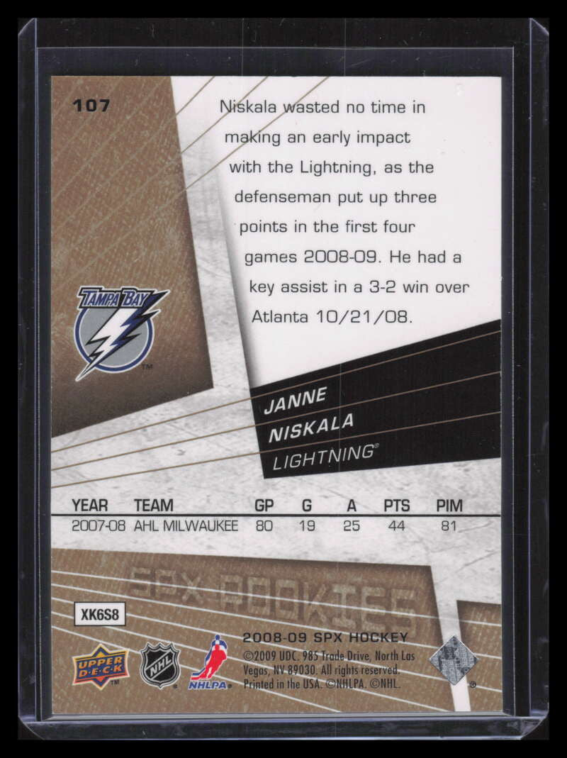 2008-09 SPx Spectrum 107 Janne Niskala Rookie 13/25