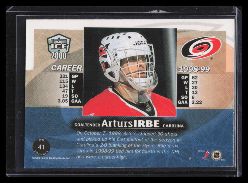 1999-00 Pacific Dynagon Ice Blue 41 Arturs Irbe 66/67