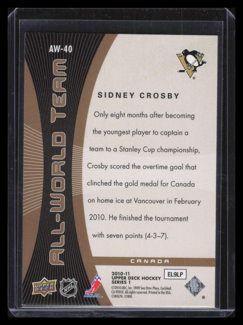 2010-11 Upper Deck All World Team aw40 Sidney Crosby SP