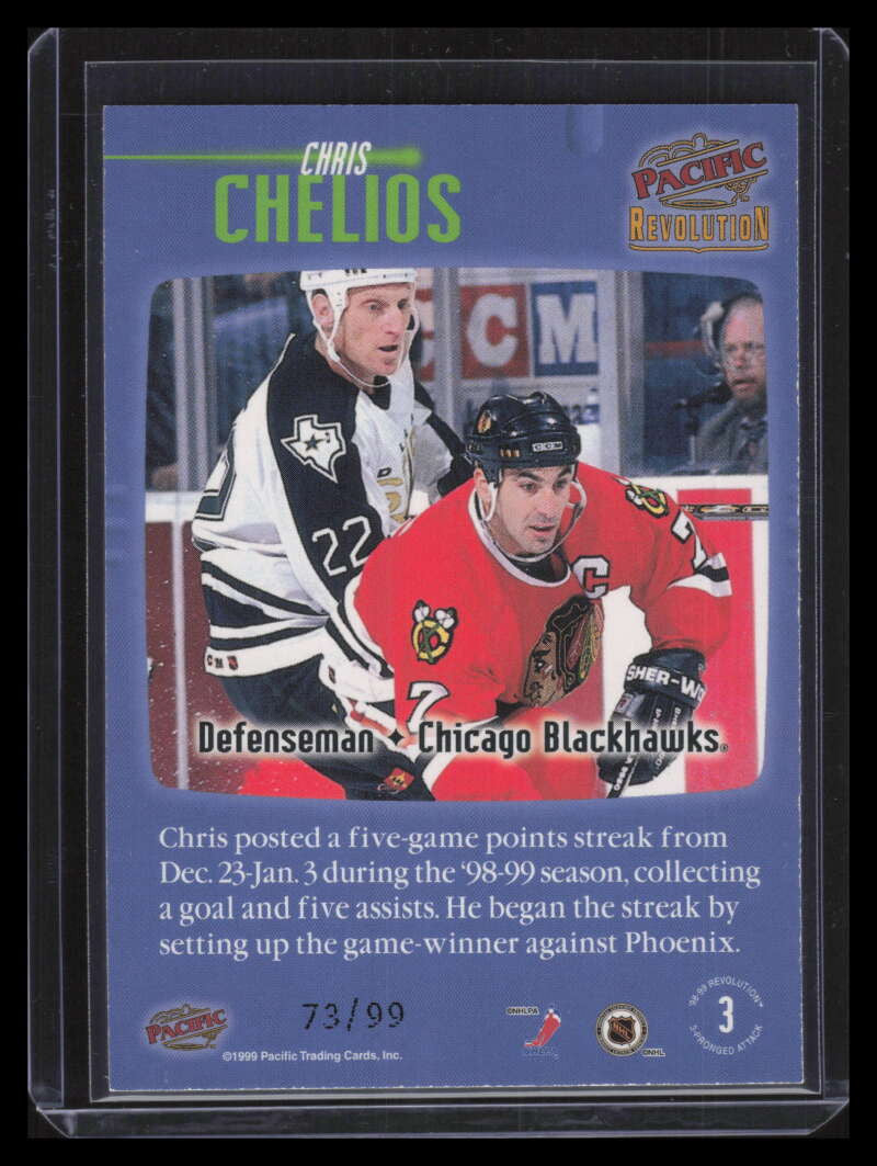 1998-99 Revolution Three Pronged Attack Parallel 3 Chris Chelios 73/99