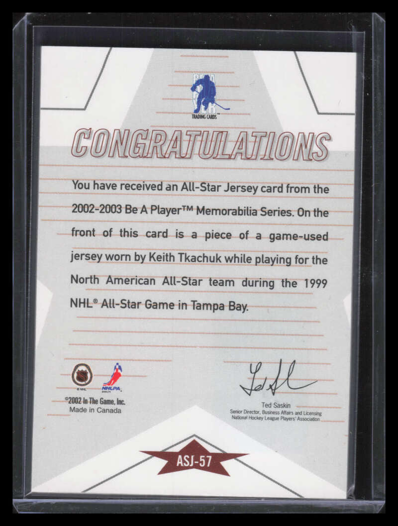 2002-03 BAP Memorabilia All-Star Jerseys asj57 Keith Tkachuk Jersey /90