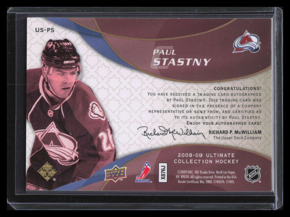 2008-09 Ultimate Collection Ultimate Signatures USPS Paul Stastny Auto