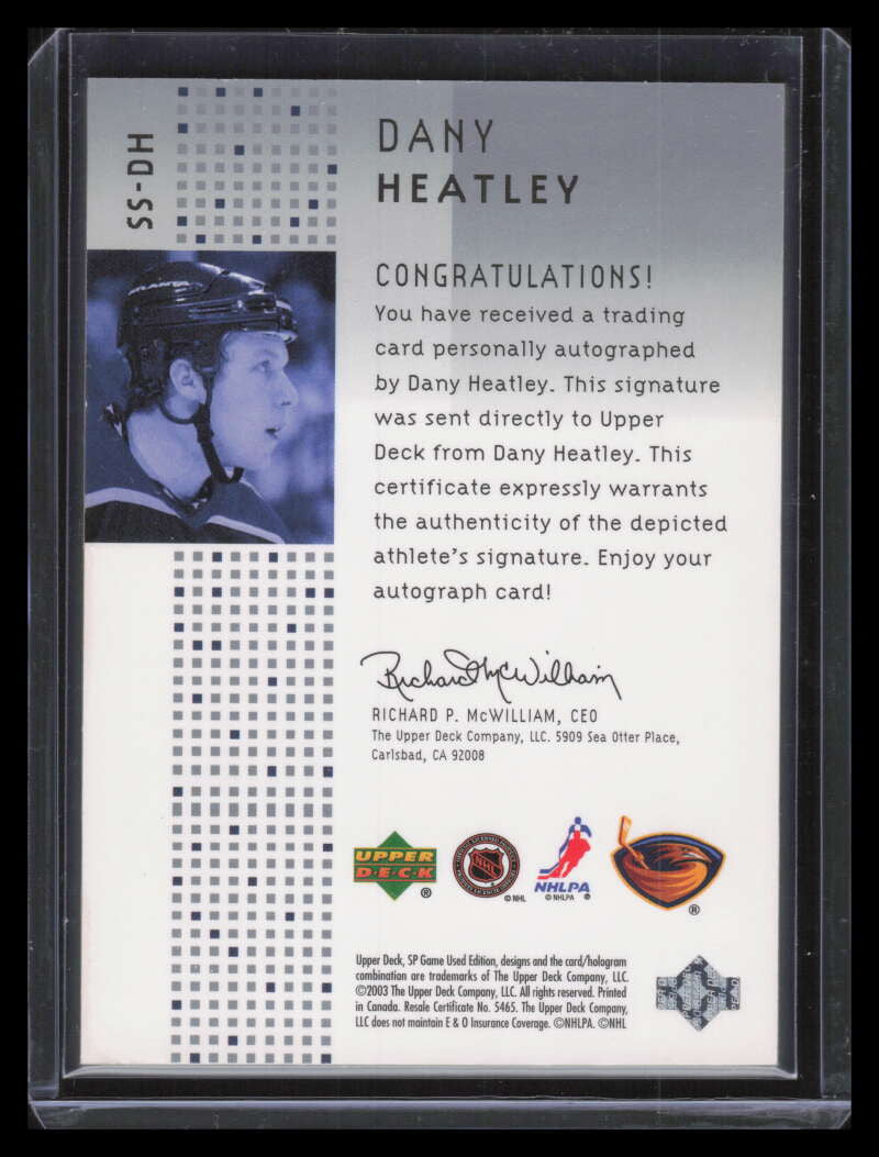 2002-03 SP Game Used Signature Style DH Dany Heatley Auto