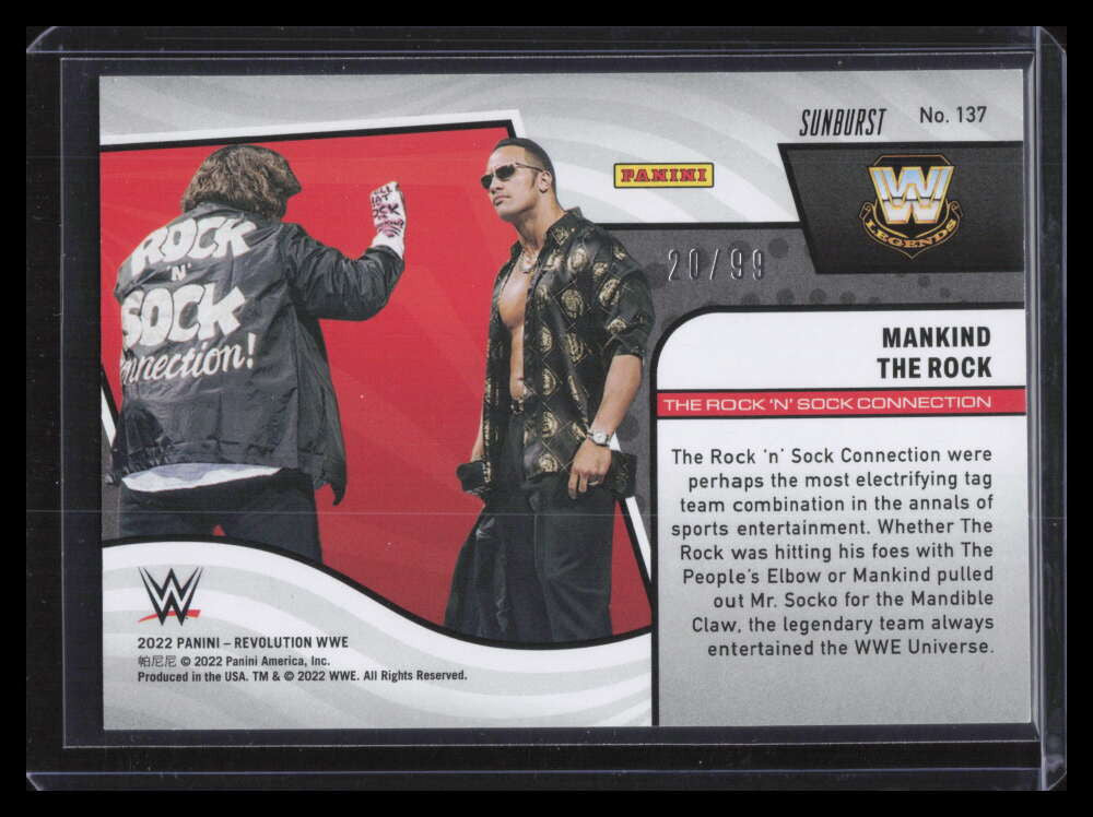 2022 Revolution WWE Sunburst 137 Mankind The Rock 'n' Sock Connection 20/99