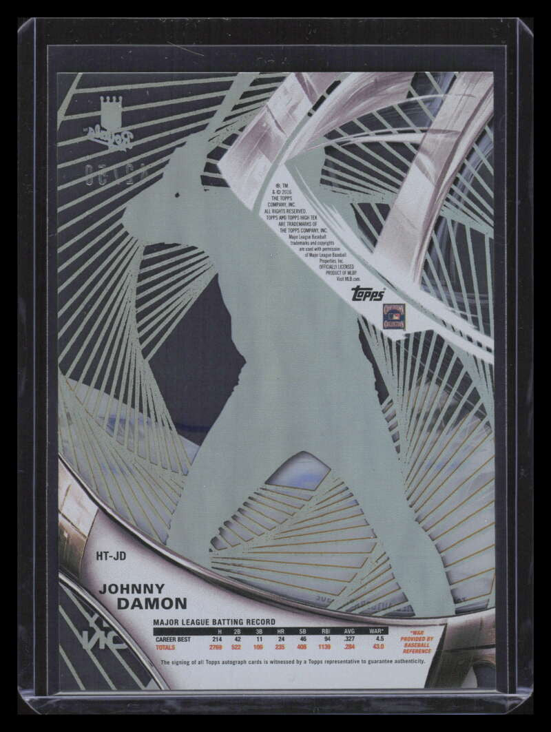 2016 Topps High Tek Autographs Gold Rainbow HTJD Johnny Damon Auto 42/50