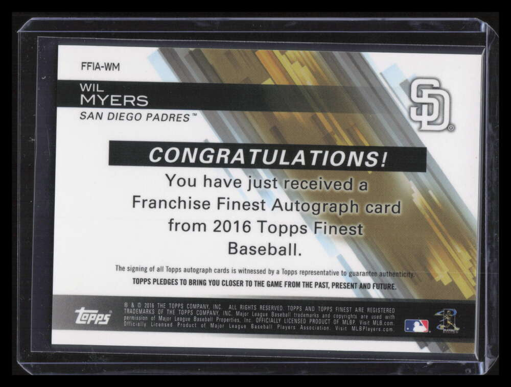 SOLD 123685 2016 Finest Franchise Autographs Orange Refractor FFIAEM Wil Myers Auto 22/25