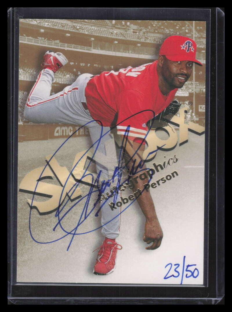 1999 SkyBox Premium Autographics Blue Ink 42 Robert Person Auto 23/50
