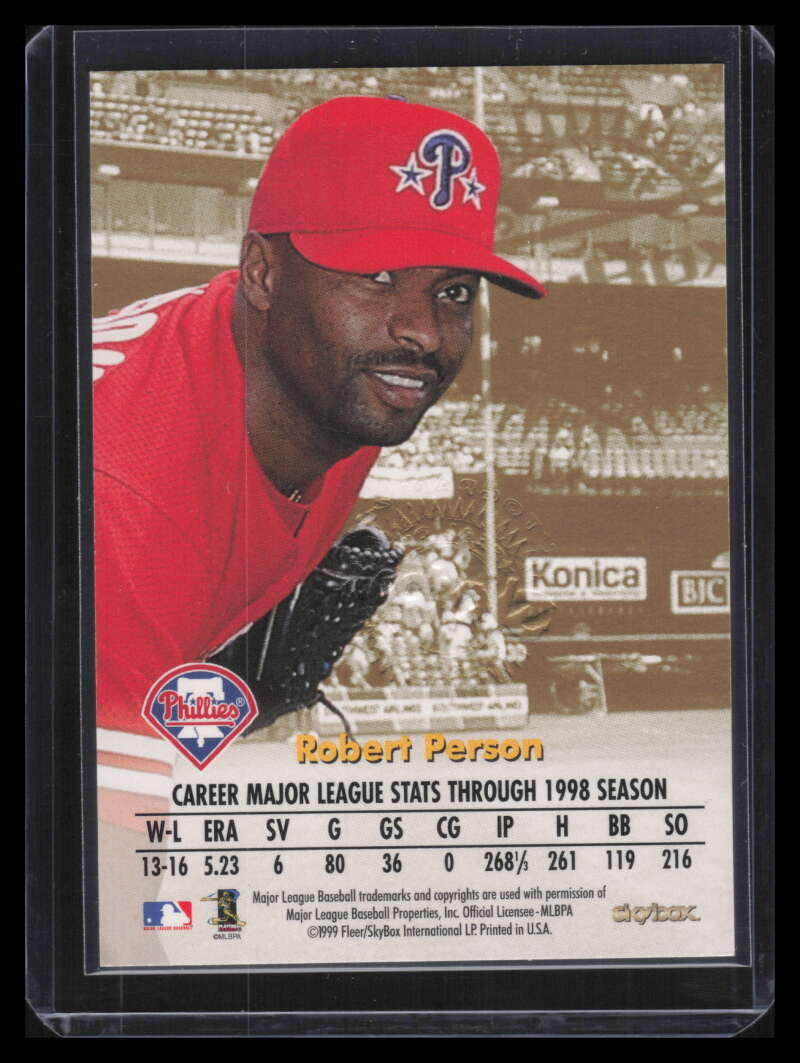 1999 SkyBox Premium Autographics Blue Ink 42 Robert Person Auto 23/50