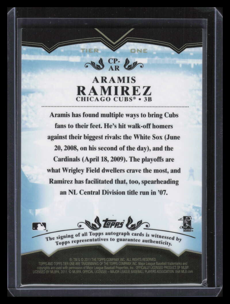 DELETE 123701 2011 Topps Tier One Crowd Pleaser Autographs AR Aramis Ramirez Auto 36/50