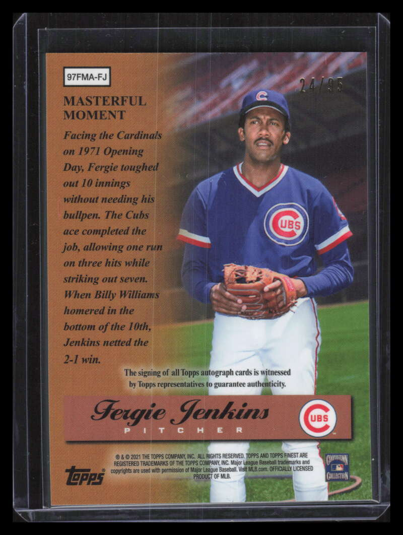 2021 Finest '97 Masters Autographs Refractor 97fmafj Fergie Jenkins Auto 24/95