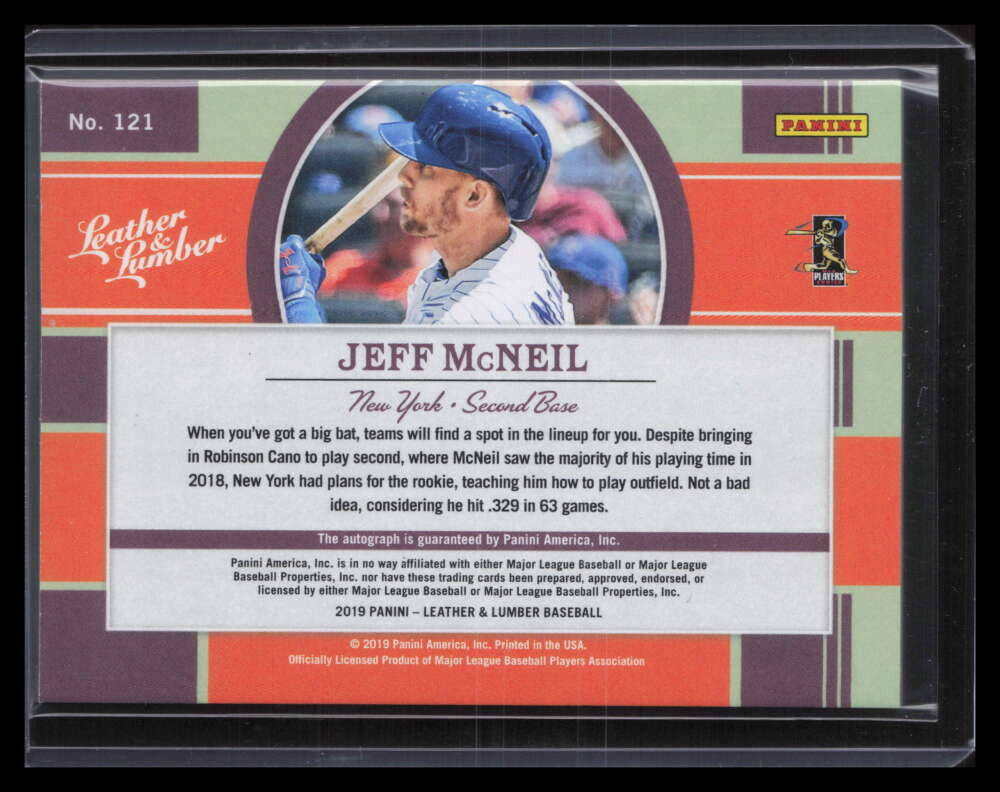 2019 Panini Leather &amp; Lumber Signatures 121 Jeff McNeil Rookie Auto 10/99