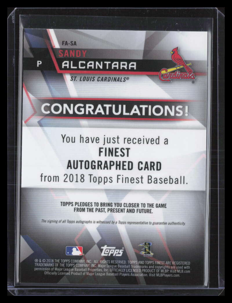 2018 Finest Autographs FASA Sandy Alcantara Rookie Auto (b)