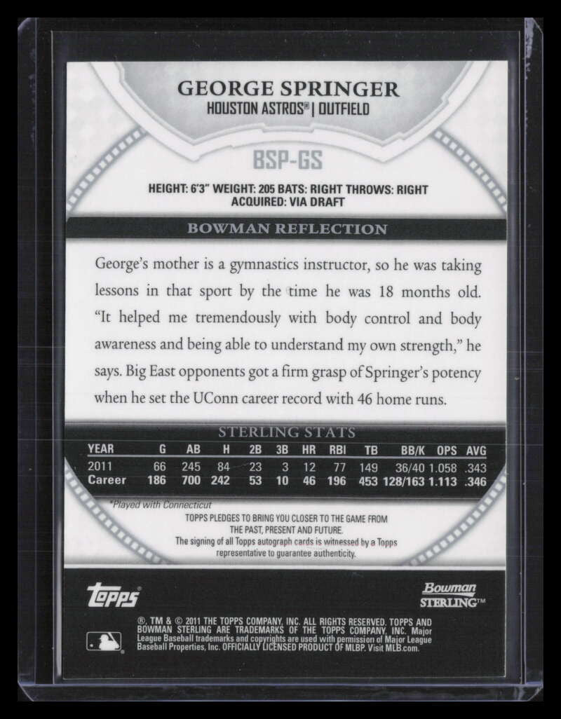 2011 Bowman Sterling Prospect Autographs GS George Springer Rookie Auto