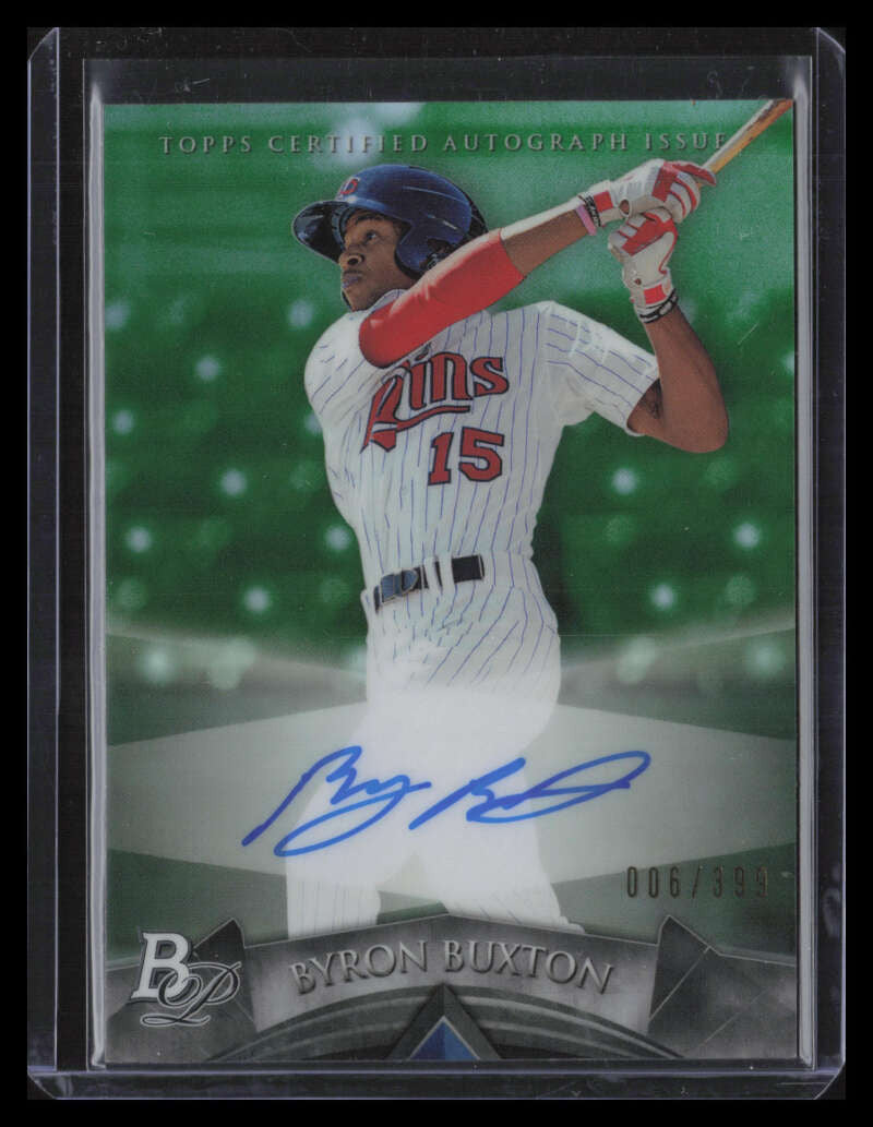 2014 Bowman Platinum Autographs Green Refractor Byron Buxton Rookie Auto 6/399